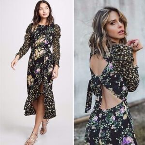 For Love & Lemons Dress Black Floral Size XS • BLOGGER FAVORITE • NEW WITH TAGS